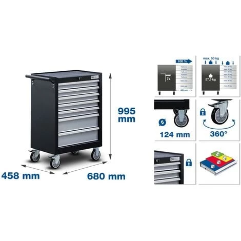 SERVANTE D'ATELIER PRO BGS TECHNIC 7 TIROIRS VIDE 4 SERVANTE D'ATELIER PRO BGS TECHNIC 7 TIROIRS VIDE – Image 2