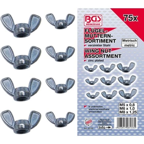 BGS TECHNIC BGS ASSORTIMENT DE ÉCROUS PAPILLON, 75 PIÈCES, BGS DE 8133 4 BGS TECHNIC BGS ASSORTIMENT DE ÉCROUS PAPILLON, 75 PIÈCES, BGS DE 8133 – Image 2