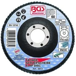 BGS TECHNIC - DISQUE LAMELLES CORINDON GRAIN 60 Ø 115 MM