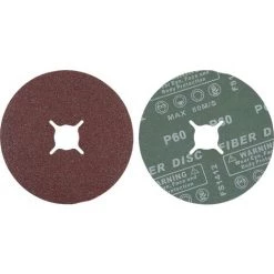 BGS TECHNIC JEU DE DISQUES ABRASIFS À FIBRES | GRAIN60 | OXYDE D'ALUMINIUM | 10PIÈCES BGS 42027