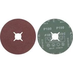 BGS TECHNIC JEU DE DISQUES ABRASIFS À FIBRES | GRAIN100 | OXYDE D'ALUMINIUM | 10PIÈCES BGS 42028