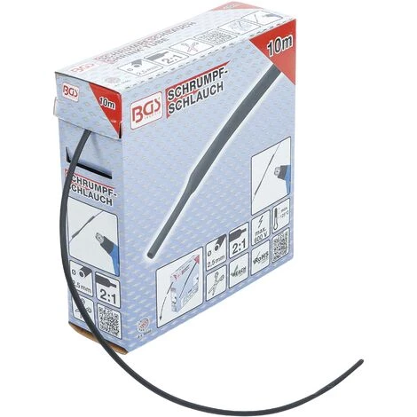 BGS TECHNIC BOÎTE DE GAINES THERMORÉTRACTABLES | NOIRES | Ø2,5MM | 10M BGS 6846 3 BGS TECHNIC BOÎTE DE GAINES THERMORÉTRACTABLES | NOIRES | Ø2,5MM | 10M BGS 6846