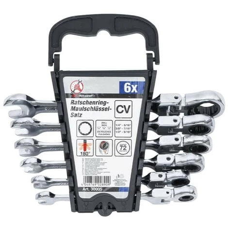 BGS TECHNIC Jeu De Clés Mixtes à Cliquet BGS - Têtes Flexibles - En Pouces - 6 Pcs - 30005 3 BGS TECHNIC Jeu De Clés Mixtes à Cliquet BGS - Têtes Flexibles - En Pouces - 6 Pcs - 30005