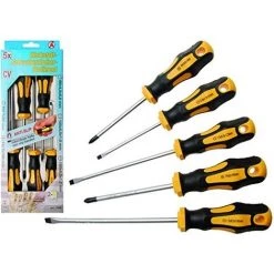 BGS TECHNIC - LOT DE 5 TOURNEVIS PLATS/CRUCIFORMES