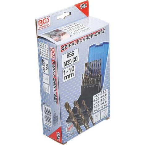 BGS TECHNIC Boite De Forets Hélicoïdaux HSS-G M35 Acier De Cobalt 1 - 10 Mm 19 Pièces 4 BGS TECHNIC Boite De Forets Hélicoïdaux HSS-G M35 Acier De Cobalt 1 - 10 Mm 19 Pièces – Image 2