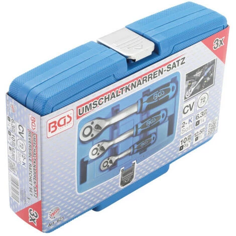 Jeu De Cliquets BGS TECHNIC - Denture Fine - 6,3mm (1/4") / 10mm (3/8") / 12,5mm (1/2") - 3 Pcs - 621 4 Jeu De Cliquets BGS TECHNIC - Denture Fine - 6,3mm (1/4") / 10mm (3/8") / 12,5mm (1/2") - 3 Pcs - 621 – Image 2