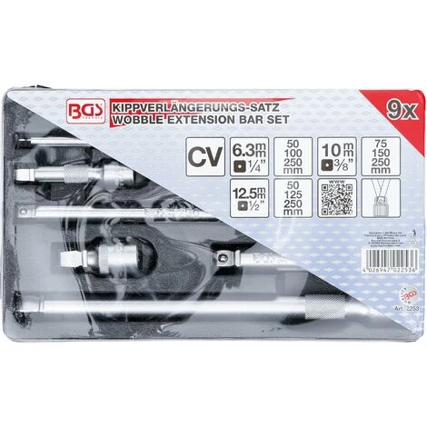 BGS Technic Jeu De Rallonges Basculants | 6,3 Mm (1/4") / 10 Mm (3/8") / 12,5 Mm (1/2") | 9 Pièces 4 BGS Technic Jeu De Rallonges Basculants | 6,3 Mm (1/4") / 10 Mm (3/8") / 12,5 Mm (1/2") | 9 Pièces – Image 2