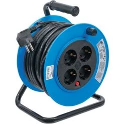 BGS Technic Enrouleur De Câble | 15 m | 3 X 1,5 Mm² | 4 Prises De Courant | IP 20 | 3000 W