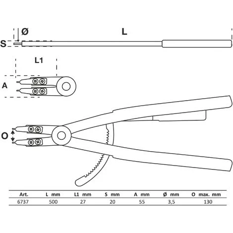 BGS Technic Pince Pour Circlips | Droite | Pour Circlips Intérieurs | 500 Mm 5 BGS Technic Pince Pour Circlips | Droite | Pour Circlips Intérieurs | 500 Mm – Image 3