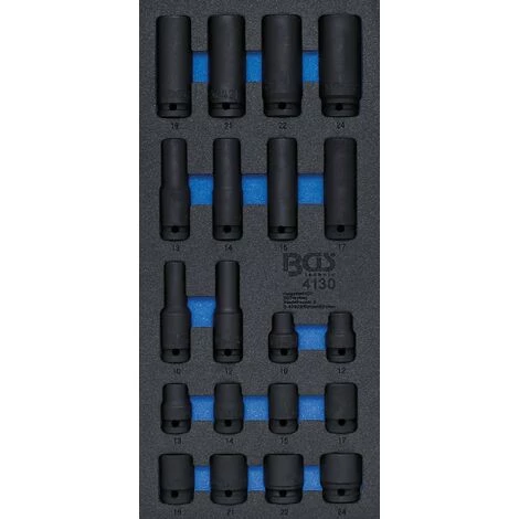 BGS Technic Insert De Servante D'atelier 1/3 : Douilles à Choc, Six Pans | 12,5 Mm (1/2") | 10 - 24 Mm | Profondes |20 Pièces 3 BGS Technic Insert De Servante D'atelier 1/3 : Douilles à Choc, Six Pans | 12,5 Mm (1/2") | 10 - 24 Mm | Profondes |20 Pièces