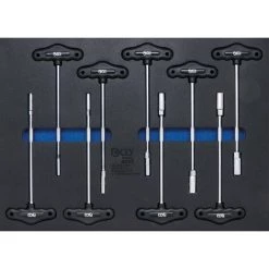 BGS Technic Insert De Servante D'atelier 3/3 : Jeu De Clés à Douille Poignée T | 9 Pièces