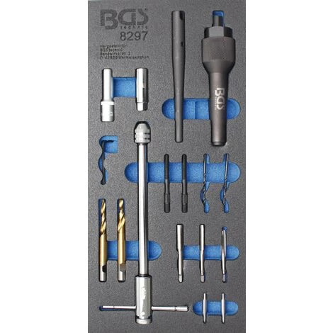 BGS Technic Insert De Servante D'atelier 1/3 : Kit De Réparation De Filets Et De Démontage De Bougies De Préchauffe | M8 & M10 | 17 Pièces 3 BGS Technic Insert De Servante D'atelier 1/3 : Kit De Réparation De Filets Et De Démontage De Bougies De Préchauffe | M8 & M10 | 17 Pièces