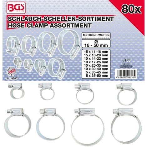 BGS TECHNIC ASSORTIMENT DE COLLIERS DE TUYAU FLEXIBLE | 80PIÈCES BGS 9547 4 BGS TECHNIC ASSORTIMENT DE COLLIERS DE TUYAU FLEXIBLE | 80PIÈCES BGS 9547 – Image 2