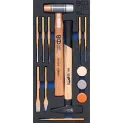 BGS TECHNIC INSERT DE SERVANTE D'ATELIER 1/3 : JEU DE MARTEAUX, DE BURIN | 14 PIÈCES BGS 4129