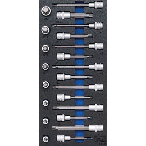 BGS TECHNIC INSERT DE SERVANTE D'ATELIER 1/3: JEU DE DOUILLES À EMBOUTS | 12,5 MM (1/2'') | DENTURE MULTIPLE INTÉRIEURE (POUR XZN) | 22 PIÈCE 3 BGS TECHNIC INSERT DE SERVANTE D'ATELIER 1/3: JEU DE DOUILLES À EMBOUTS | 12,5 MM (1/2'') | DENTURE MULTIPLE INTÉRIEURE (POUR XZN) | 22 PIÈCE