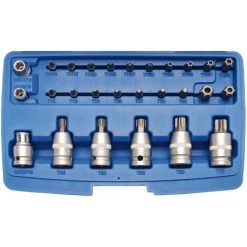 BGS TECHNIC JEU D'EMBOUTS ET DE DOUILLES À EMBOUTS | 12,5 MM (1/2'') | PROFIL T (POUR TORX) | 27 PIÈCES BGS 5101