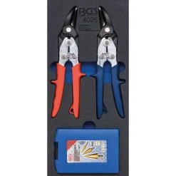 BGS TECHNIC INSERT DE SERVANTE D'ATELIER 1/3 : CISAILLES À TÔLE, FORETS ÉTAGÉS | 5 PIÈCES BGS 4026