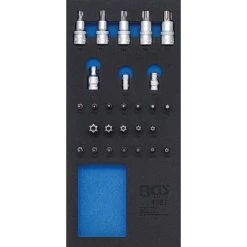 BGS TECHNIC INSERT DE SERVANTE D'ATELIER 1/3 : ASSORTIMENT D'EMBOUTS ET DE DOUILLES À EMBOUTS | 27 PIÈCES BGS 4097