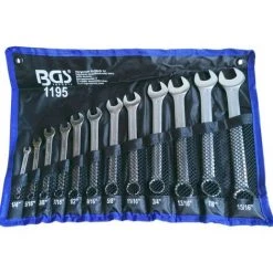 BGS TECHNIC Jeu De 12 Cles Mixtes Oeil Plates Cotes Pouces Us Anglaises De 1/4 à 15/16