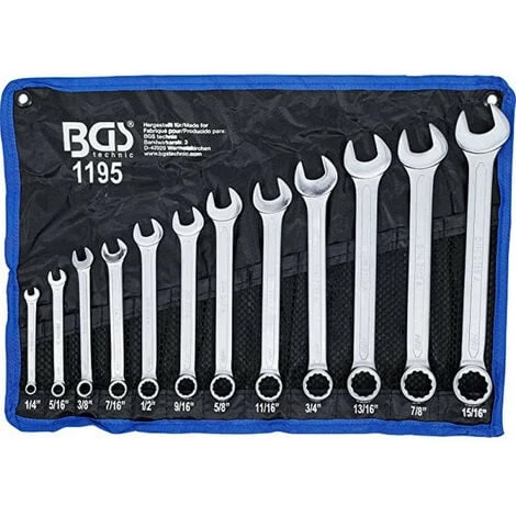 BGS TECHNIC Jeu De 12 Cles Mixtes Oeil Plates Cotes Pouces Us Anglaises De 1/4 à 15/16 4 BGS TECHNIC Jeu De 12 Cles Mixtes Oeil Plates Cotes Pouces Us Anglaises De 1/4 à 15/16 – Image 2