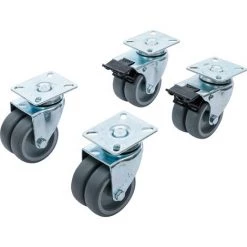 BGS Technic Jeu De Roulettes Doubles De Direction | Pour Fauteuils De Plage | Ø 75 mm | 4 pièces