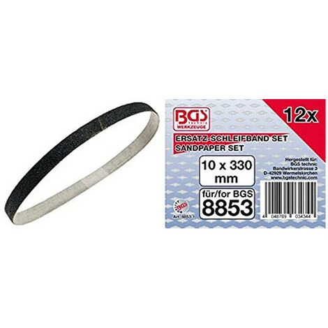 BGS TECHNIC 12 Bandes Abrasives Etroites Assorties 10 X 330 Ponceuses Limes Polisseuses 4 BGS TECHNIC 12 Bandes Abrasives Etroites Assorties 10 X 330 Ponceuses Limes Polisseuses – Image 2