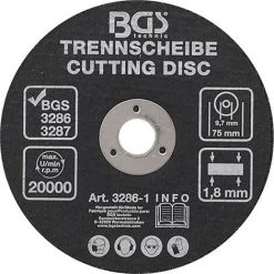 BGS TECHNIC Disque A Tronconner De 75 X 1.8 X 10 Mm Pour Meuleuses Pneumatiques