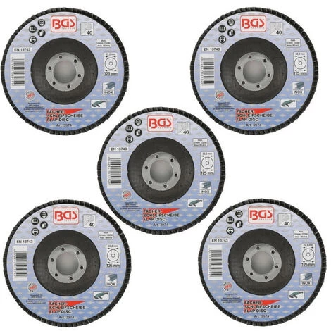 Disques A Lamelles 125 Mm Bgs Technic - Grain 40 - Lot 5 Disques 3 Disques A Lamelles 125 Mm Bgs Technic - Grain 40 - Lot 5 Disques