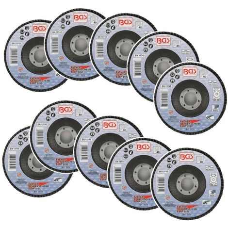 Disques 125 Mm A Lamelles Bgs Technic - Grain 40 - Lot 10 Disques 3 Disques 125 Mm A Lamelles Bgs Technic - Grain 40 - Lot 10 Disques